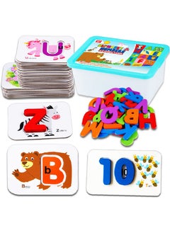 CozyBomB ™ Toddler Alphabet Flash Cards - Preschool Activities Learning Montessori Toys Abc Wooden Letters Jigsaw Numbers Alphabets Puzzles Flashcards For Age 2 3 4 Years Old Educational For Kids Baby  - Image 1