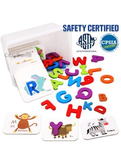 CozyBomB ™ Toddler Alphabet Flash Cards - Preschool Activities Learning Montessori Toys Abc Wooden Letters Jigsaw Numbers Alphabets Puzzles Flashcards For Age 2 3 4 Years Old Educational For Kids Baby  - Image 2