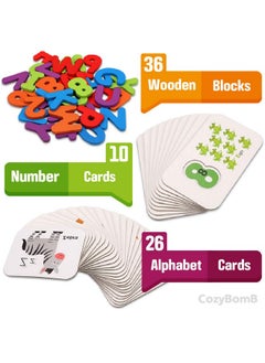 CozyBomB ™ Toddler Alphabet Flash Cards - Preschool Activities Learning Montessori Toys Abc Wooden Letters Jigsaw Numbers Alphabets Puzzles Flashcards For Age 2 3 4 Years Old Educational For Kids Baby  - Image 5