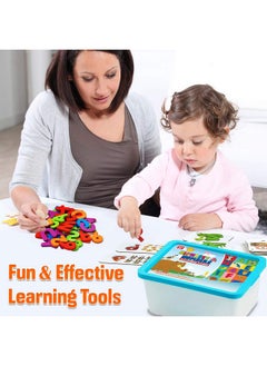 CozyBomB ™ Toddler Alphabet Flash Cards - Preschool Activities Learning Montessori Toys Abc Wooden Letters Jigsaw Numbers Alphabets Puzzles Flashcards For Age 2 3 4 Years Old Educational For Kids Baby  - Image 3