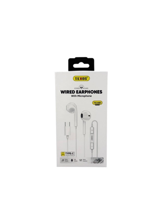 تيكسو Texos TX-H61 Type-C Wired Earphones With Microphone - Image 1