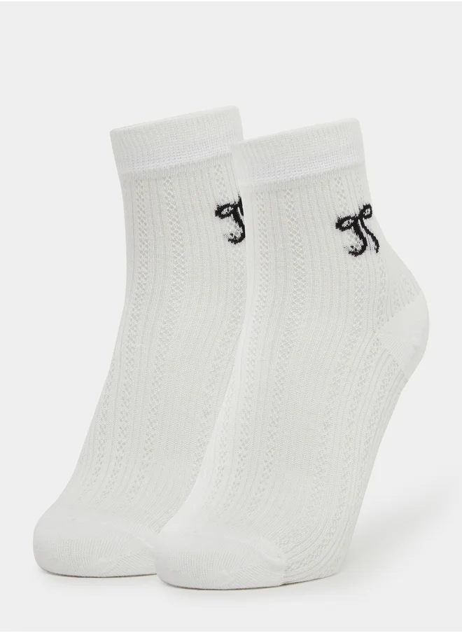 ستايلي Styli Ribbon Print Crew Socks