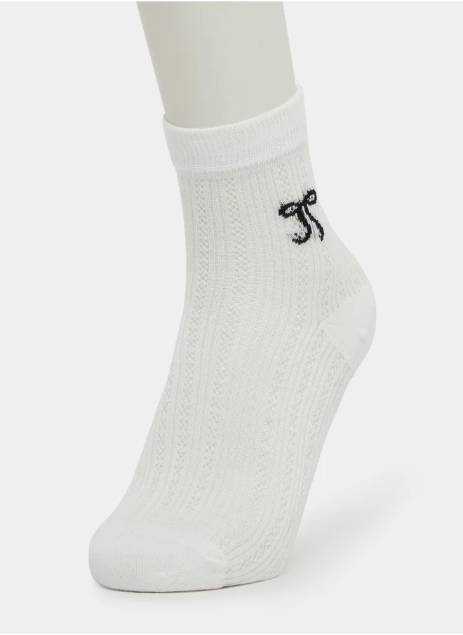 ستايلي Styli Ribbon Print Crew Socks