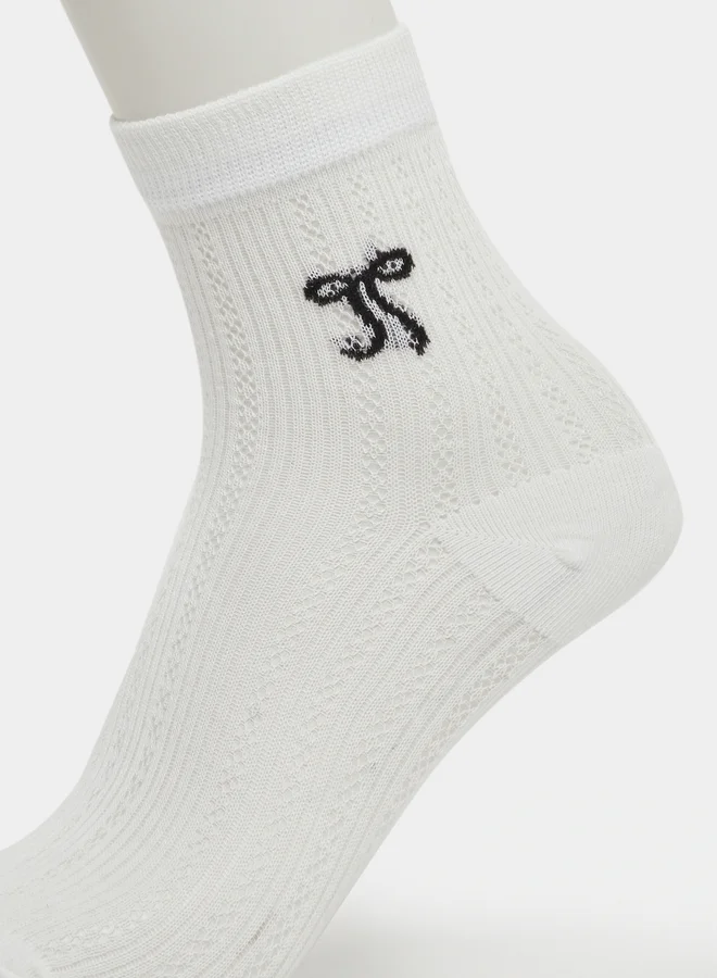 Styli Styli Ribbon Print Crew Socks