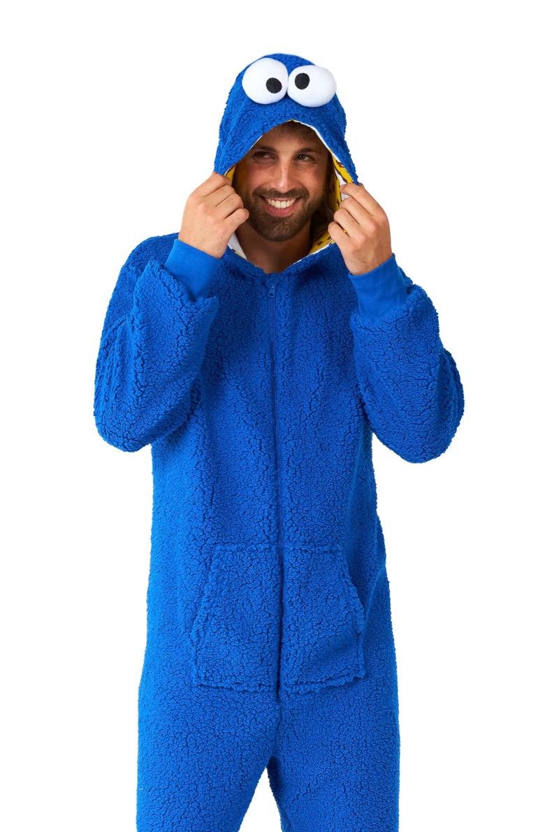 Opposuits Adult Unisex Cookie Monster Onesie - Sesame Street One-piece Pajamas - Loose Fit - Including Pockets - Blue - Image 2