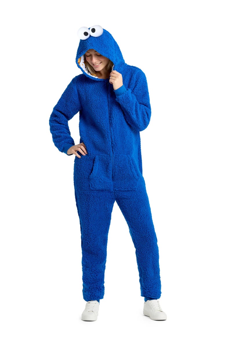 Opposuits Adult Unisex Cookie Monster Onesie - Sesame Street One-piece Pajamas - Loose Fit - Including Pockets - Blue - Image 4