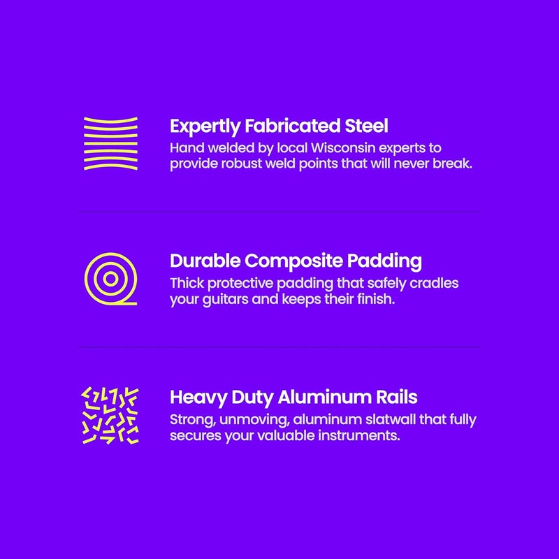 String Swing 3 Guitar Wall Mount Rack – Solid Aluminum Slatwall Rail - for Three Electric or Acoustic 3 Steel Hangers & 1 Rail Expandable Modular Music Room Organization, Storage or Display System COPPER (SW3RL-C-K) - Image 4