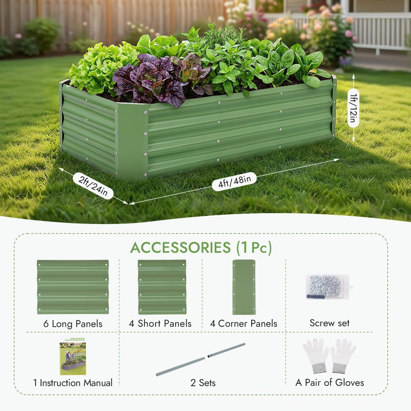 INNO STAGE Galvanized Raised Garden Bed Kit, 4x2x1FT Metal Raised Garden Beds for Vegetables, Rust-Resistant & Easy Assembly, Outdoor Raised Beds for Gardening, Flowers, Herbs (Green) - Image 3