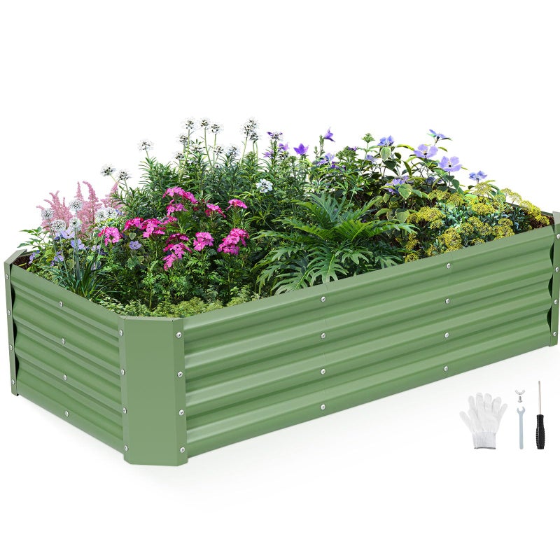 INNO STAGE Galvanized Raised Garden Bed Kit, 4x2x1FT Metal Raised Garden Beds for Vegetables, Rust-Resistant & Easy Assembly, Outdoor Raised Beds for Gardening, Flowers, Herbs (Green) - Image 1