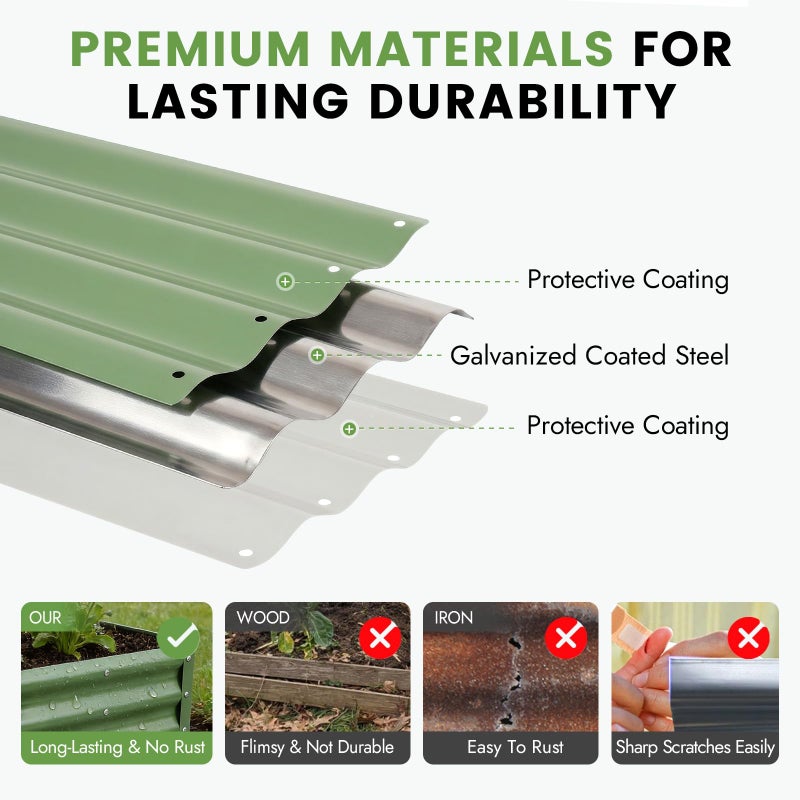 INNO STAGE Galvanized Raised Garden Bed Kit, 4x2x1FT Metal Raised Garden Beds for Vegetables, Rust-Resistant & Easy Assembly, Outdoor Raised Beds for Gardening, Flowers, Herbs (Green) - Image 4