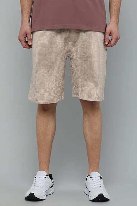 R&b Textured Shorts with Drawstring Waist