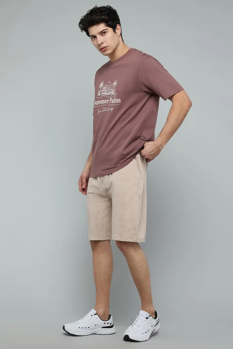 R&b Textured Shorts with Drawstring Waist