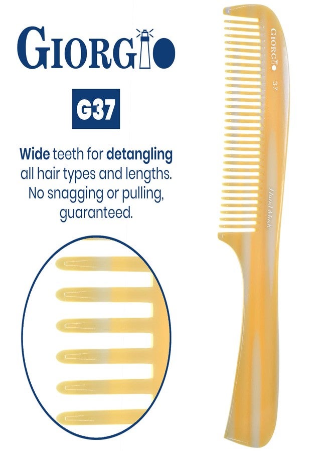 Giorgio G37 Large Coarse Detangling Comb, Wide Teeth for Long Thick Curly Wavy Hair. For Wet and Dry Hair Handmade Rake Comb Saw-Cut and Hand Polished Imitation Horn - Image 4