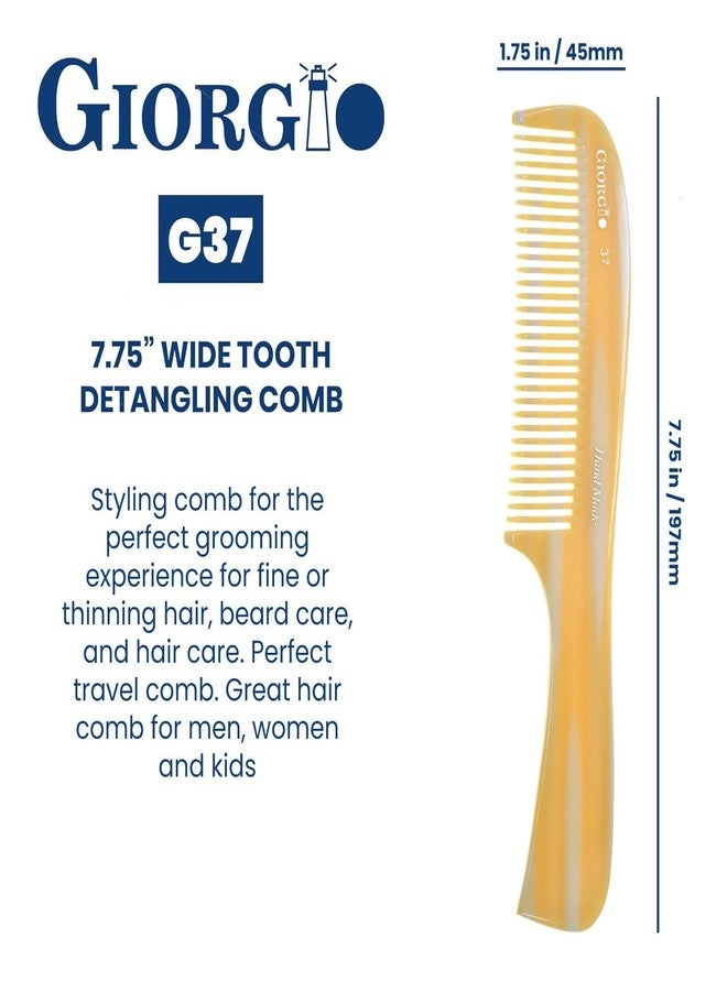 Giorgio G37 Large Coarse Detangling Comb, Wide Teeth for Long Thick Curly Wavy Hair. For Wet and Dry Hair Handmade Rake Comb Saw-Cut and Hand Polished Imitation Horn - Image 3