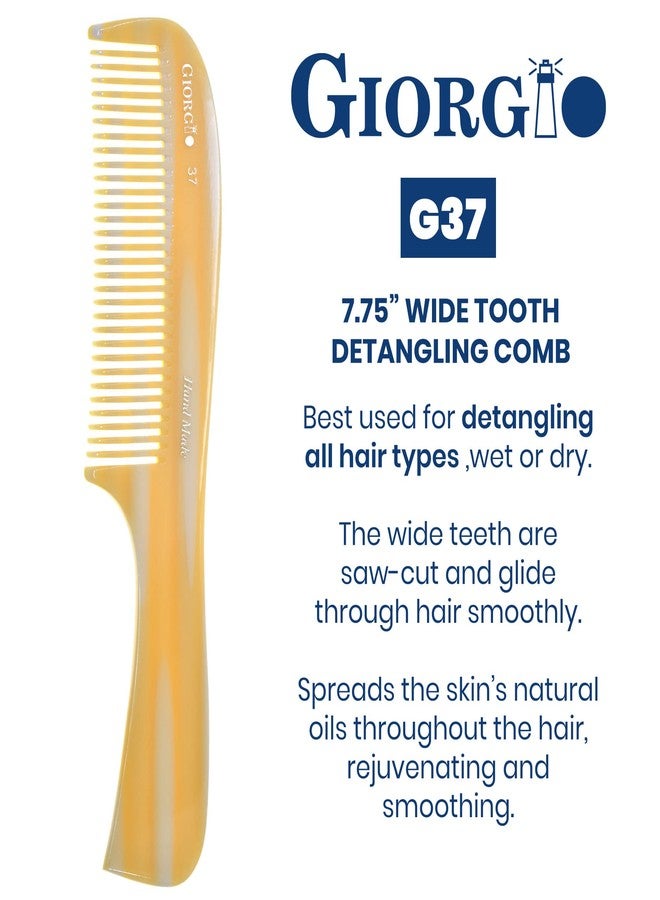 Giorgio G37 Large Coarse Detangling Comb, Wide Teeth for Long Thick Curly Wavy Hair. For Wet and Dry Hair Handmade Rake Comb Saw-Cut and Hand Polished Imitation Horn - Image 2
