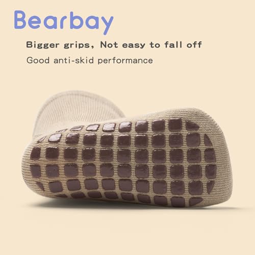 Bearbay Baby Socks 6 Pairs - Non-Slip Gripper for Toddlers, Infants & Kids, Soft Cotton Crew Socks for Boys & Girls - Image 5