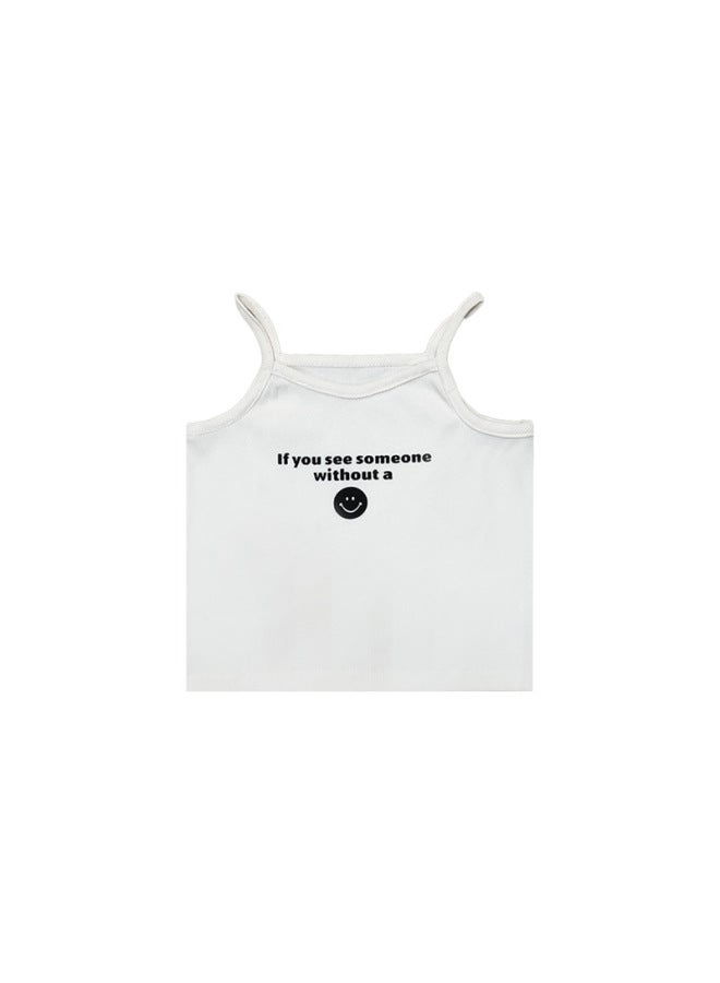 Girls' Top  Summer New Children's Letter Smiley Camisole Children's Simple Inner Base Shirt