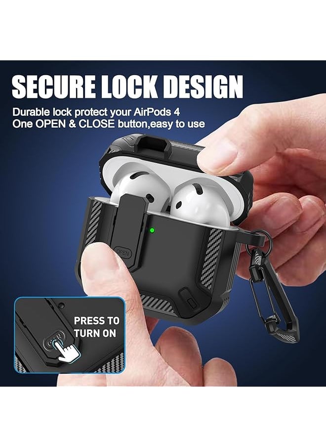 erorex - Upgraded Case For Airpods 4 Case With 1 Headphone Cleaning Tool Compatible With Airpods Pro Case Support Mag Safe Automatic Pop Up Design Black Green Airpods 4 - Image 1