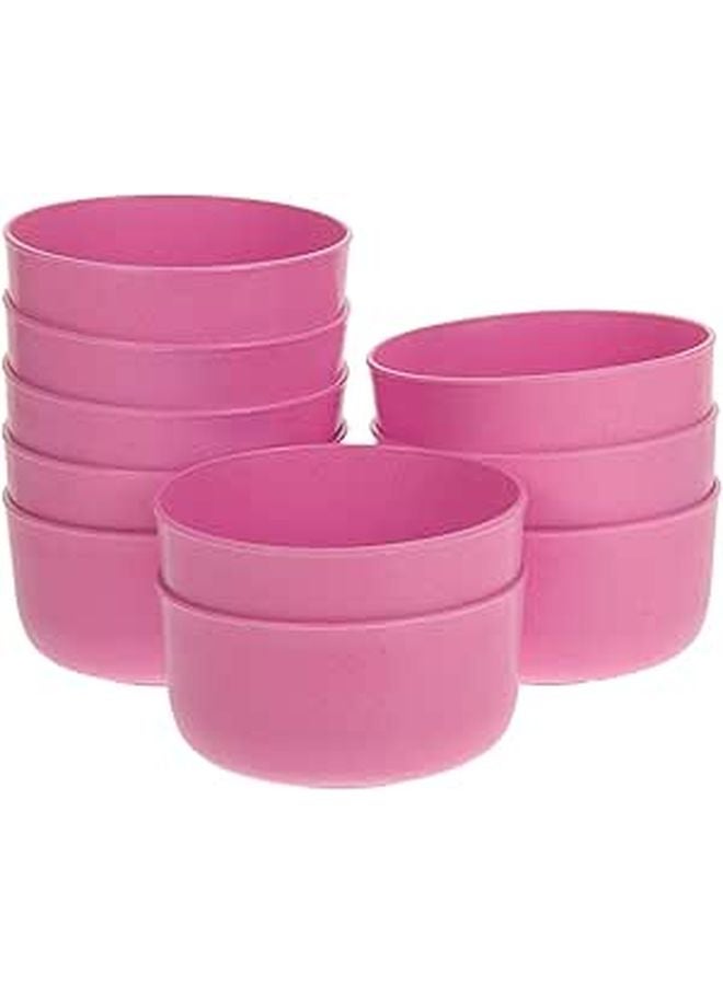 Pink Plastic Reusable Kitchen Bowls Set of 10 for Soup Salad Mixing Serving Food Grade Lightweight - Image 1