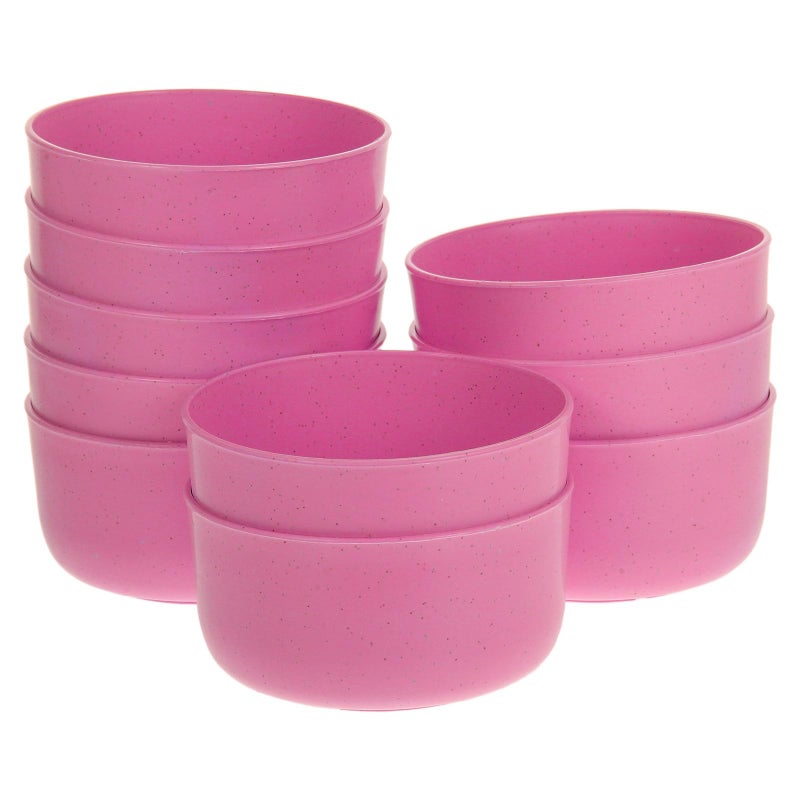 Pink Plastic Reusable Kitchen Bowls Set of 10 for Soup Salad Mixing Serving Food Grade Lightweight - Image 2