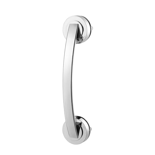 Cabilock Silver Suction Grab Bar for Shower Bathtub 12 Inch Chrome Finish Safety Handle DrillFree Balance Assist for Seniors Elderly Disabled Portable Bathroom Support Grip - Image 1