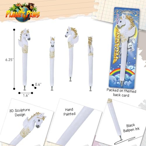 Planet Pens Pegasus Novelty Pen - Fun & Unique Kids & Adults Office Supplies Ballpoint Pen, Colorful Pegasus Horse Writing Pen Instrument For School & Office Desk Decor - Image 3
