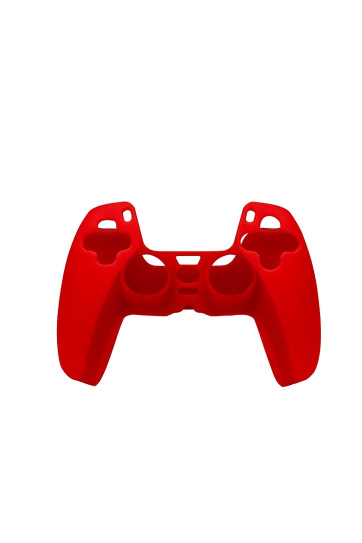 SMARTTECH غطاء سيليكون لوحدة تحكم PS5 DualSense - جراب مضاد للانزلاق والخدش مع أغطية لعصا التحكم باللون الأحمر - Image 3