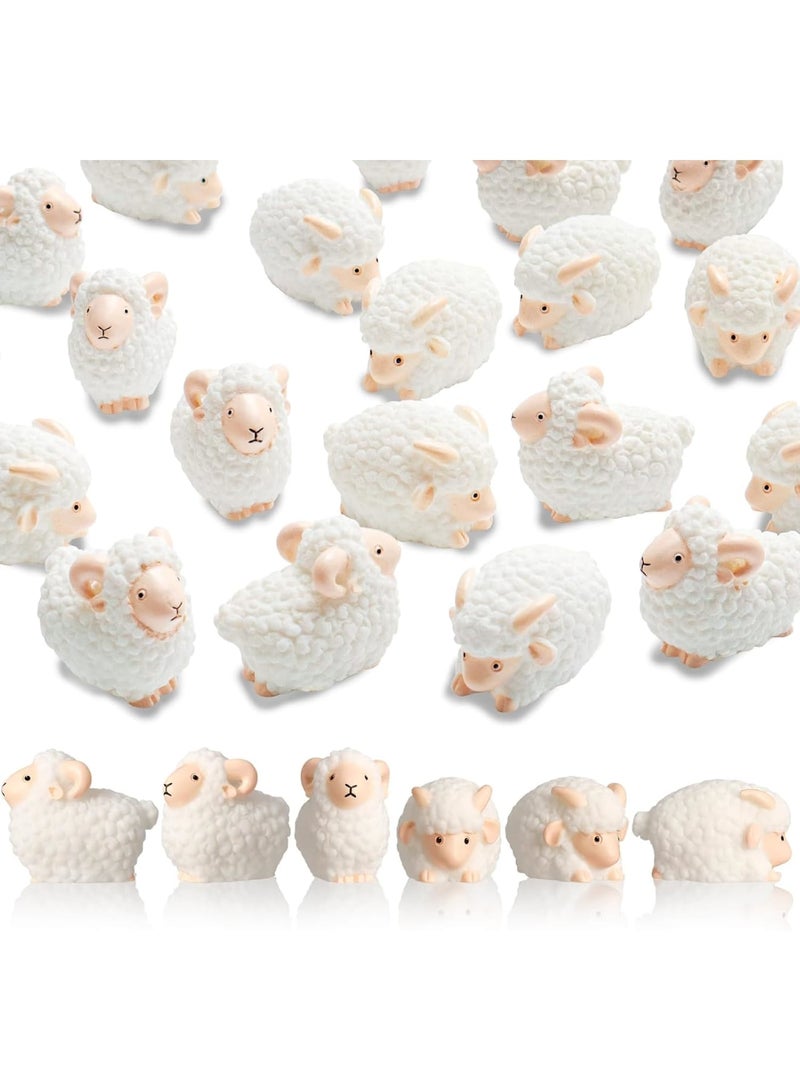 SYOSI Miniature Sheep Figurines, Small Animal Cake Toppers and Model Ornaments, Realistic White Sheep for Fairy Garden, Flower Pot and Home Decoration, 20pcs - Image 1