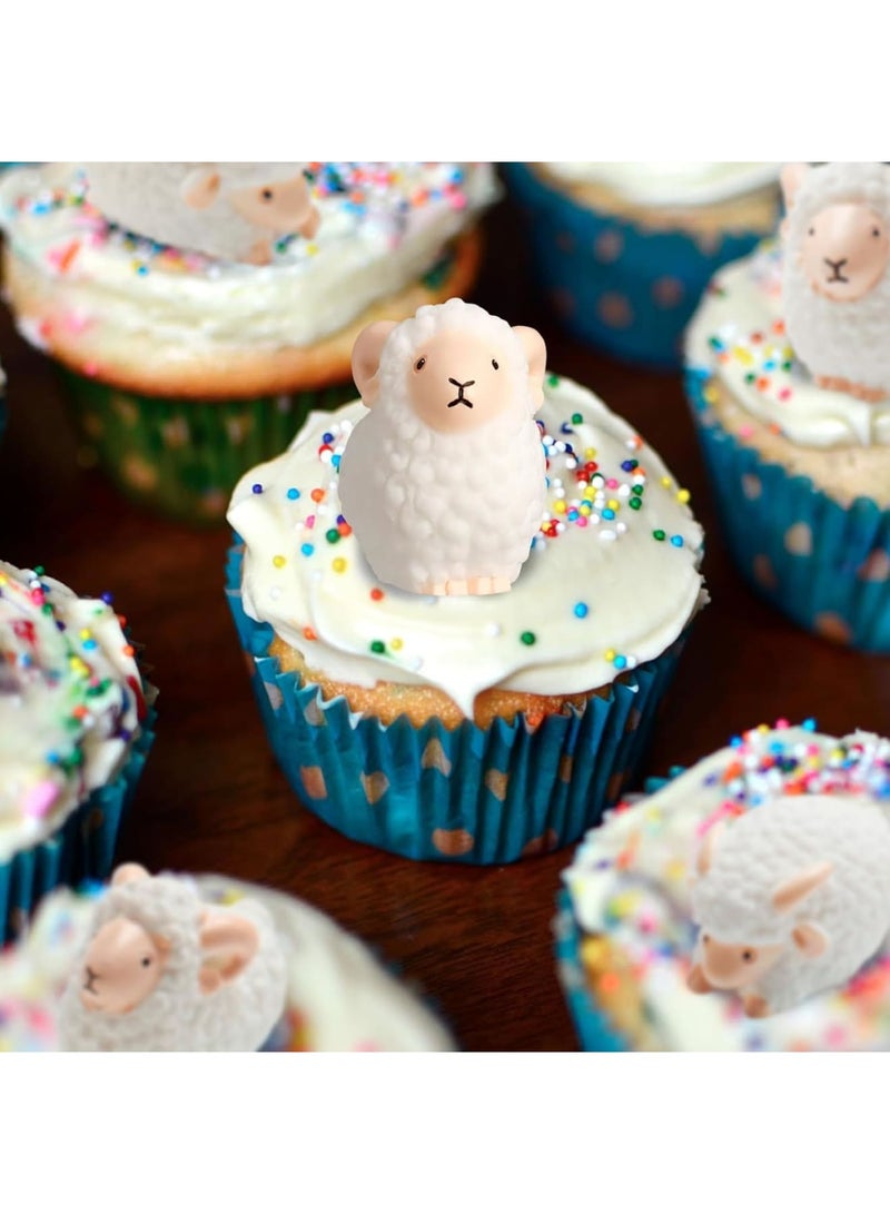 SYOSI Miniature Sheep Figurines, Small Animal Cake Toppers and Model Ornaments, Realistic White Sheep for Fairy Garden, Flower Pot and Home Decoration, 20pcs - Image 4