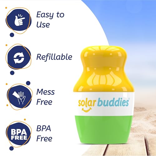 Solar Buddies جهاز تطبيق واقي الشمس سولار بوديز - وردي - عبوة من 2 - خالي من BPA وقابل لإعادة التعبئة، جهاز تطبيق واقي الشمس، وكريم الشمس، واللوسيون للأطفال، والبالغين، والعائلات - يحمل 3.4 أونصة سائلة، الحجم المثالي للسفر - Image 3