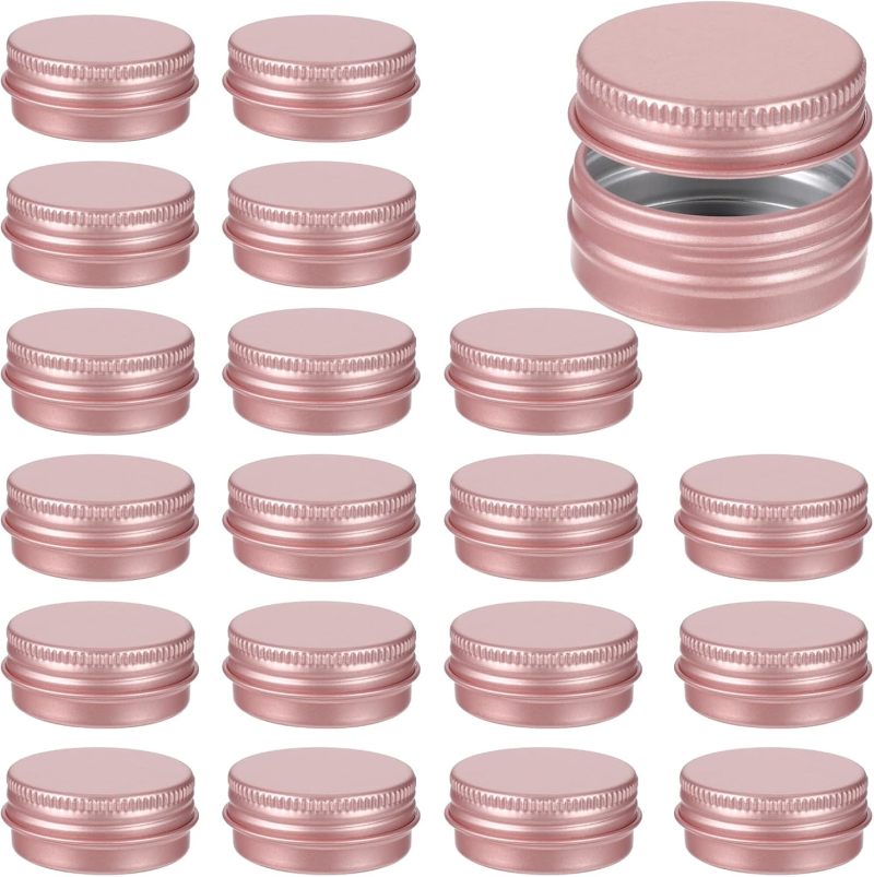 Aluminum Cans 20-Pack 15ml Leak-Proof Screw-On Lids - Rose-Gold Finish Mini Storage Tins for Travel DIY Cosmetic Organization And Home Crafting - Image 1