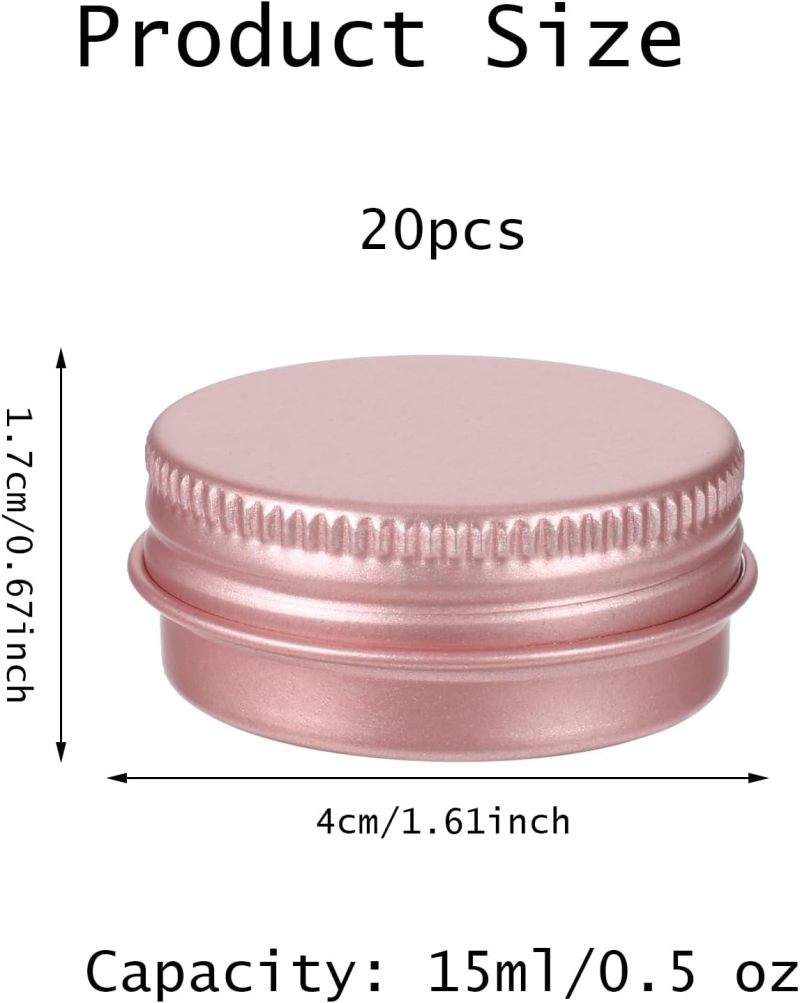 Aluminum Cans 20-Pack 15ml Leak-Proof Screw-On Lids - Rose-Gold Finish Mini Storage Tins for Travel DIY Cosmetic Organization And Home Crafting - Image 2