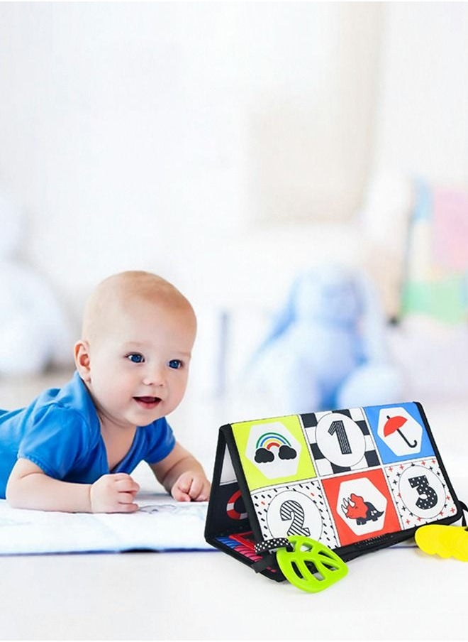 GROIC Tummy Time Floor Mirror Baby Toys Infant Crinkle Cloth Book and Teethers, High Contrast Black White Newborn Developmental Montessori Crawling Sensory Toy  - Image 5