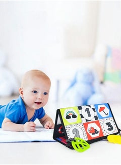 GROIC Tummy Time Floor Mirror Baby Toys Infant Crinkle Cloth Book and Teethers, High Contrast Black White Newborn Developmental Montessori Crawling Sensory Toy  - Image 5