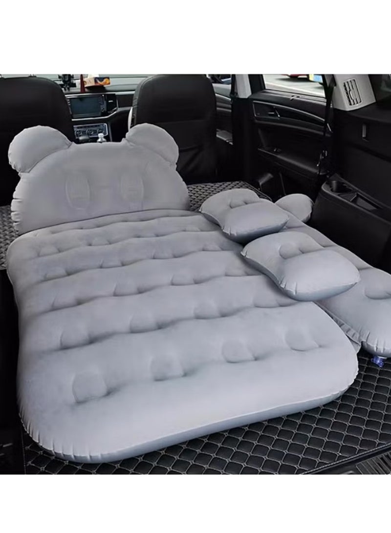 Sharpdo 3 Piece Flocking Air Mattress Car Inflatable Bed  for Home and Car  C01-Beige with Headrest - Image 2