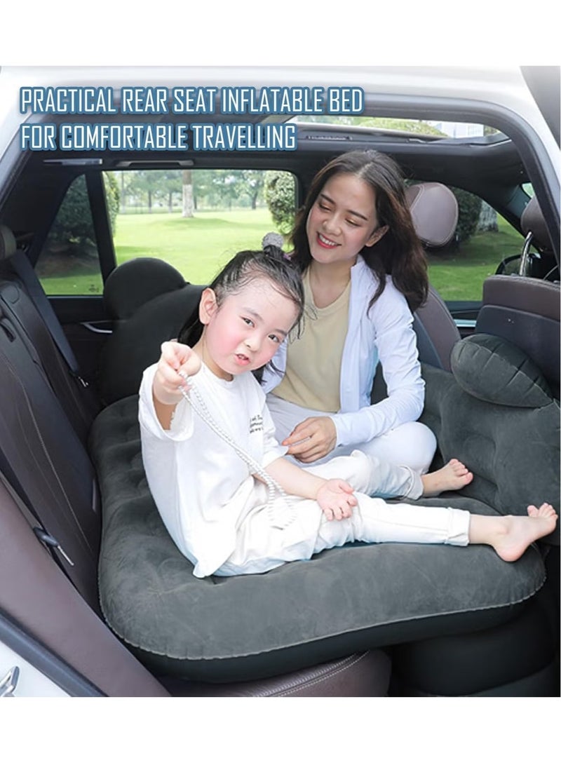 Sharpdo 3 Piece Flocking Air Mattress Car Inflatable Bed  for Home and Car  C01-Beige with Headrest - Image 4