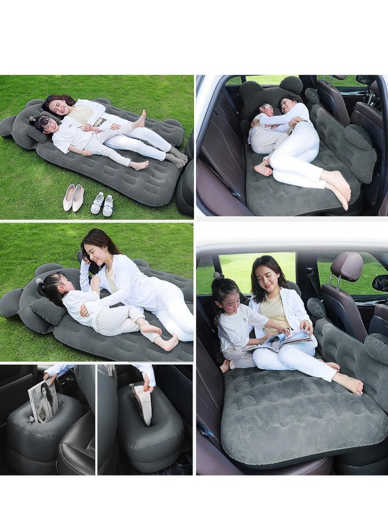 Sharpdo 3 Piece Flocking Air Mattress Car Inflatable Bed  for Home and Car  C01-Beige with Headrest - Image 5
