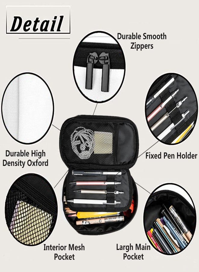 Yekiua Human Skeleton Posing Pen Bag Rock Roll Skull Boho Hippie Large Pencil Case Big Capacity Pencil Pouch Pencil Holder Black - Image 3