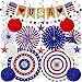 Heartome 26 PCS 4th of July Decorations 250th Memorial Day Red White Blue Paper Fans Decorations 4th of July Banner Pompom Garland and Hanging Swirls Set for Fourth of July Independence Day Decor - Image 3