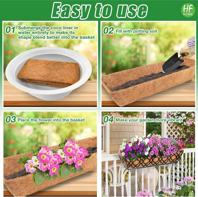 HFHOME 48" Coco Fiber Replacement Liner, 48 inch Natural Window Deck Coco Liner for Window Box-2PCS - Image 3