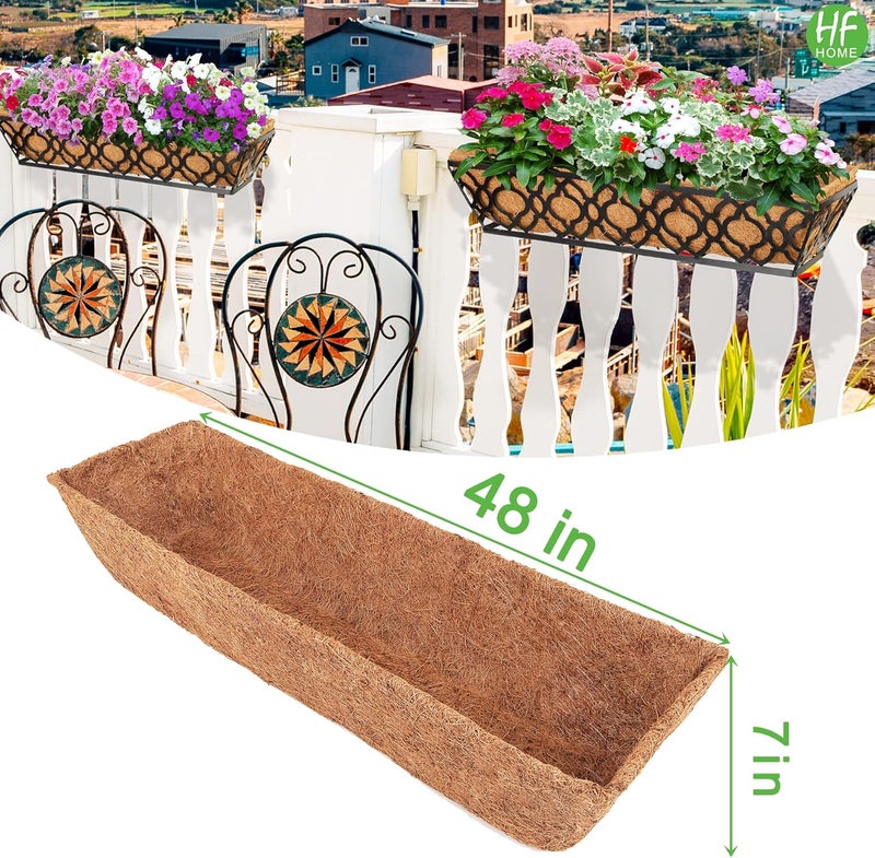 HFHOME 48" Coco Fiber Replacement Liner, 48 inch Natural Window Deck Coco Liner for Window Box-2PCS - Image 2