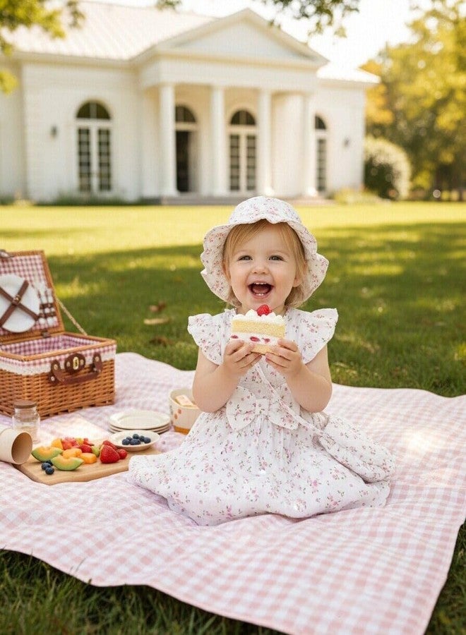 Renotemy Toddler Dresses 18 Months Girl Clothes Summer Boho Outfits Beach Birthday Gifts Pink Floral Shower Cotton Linen Bow Dress Casual Sundress Baby Girl Dresses 18-24 Months Clothing Set - Image 3