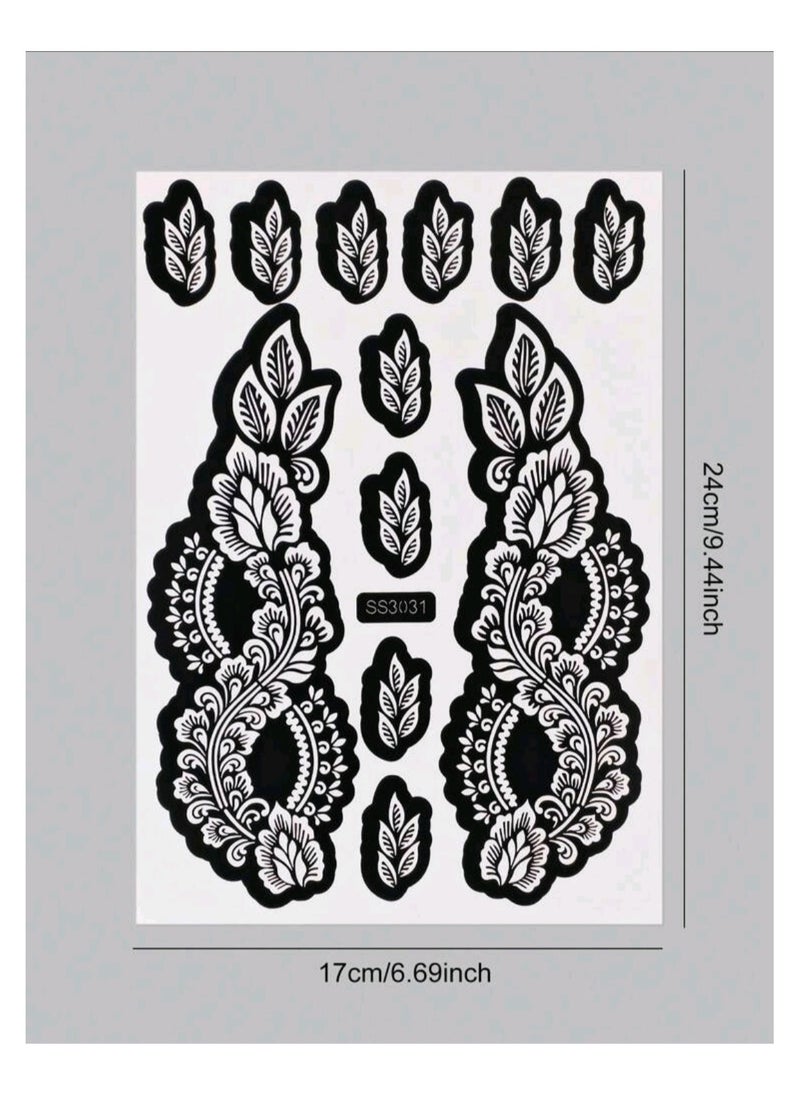 Generic - 2pcs/set Hand Flower Henna Hollow Out Template Stickers - Image 1