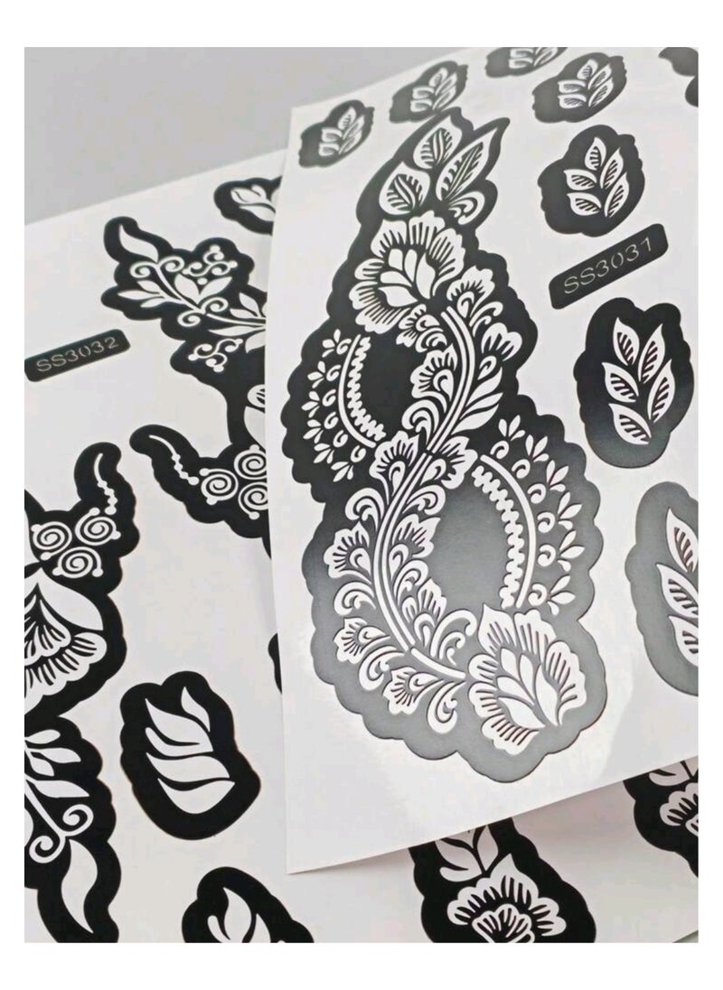 Generic - 2pcs/set Hand Flower Henna Hollow Out Template Stickers - Image 1
