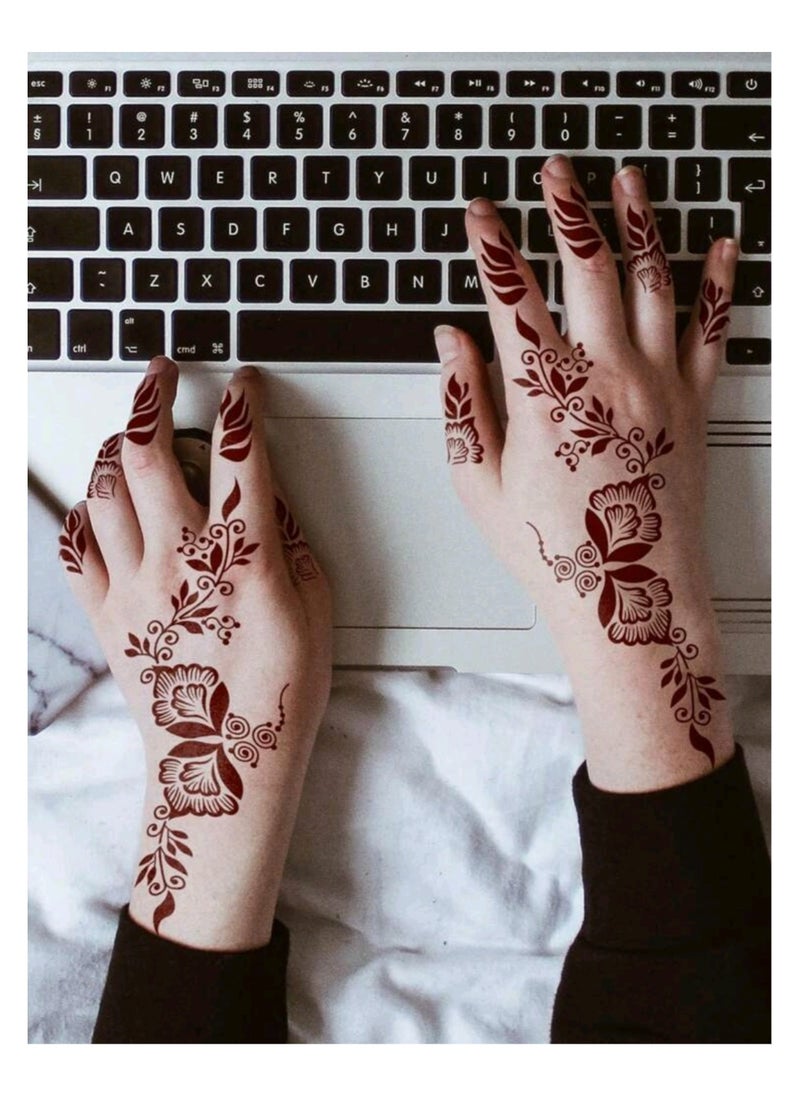 Generic - 2pcs/set Hand Flower Henna Hollow Out Template Stickers - Image 1