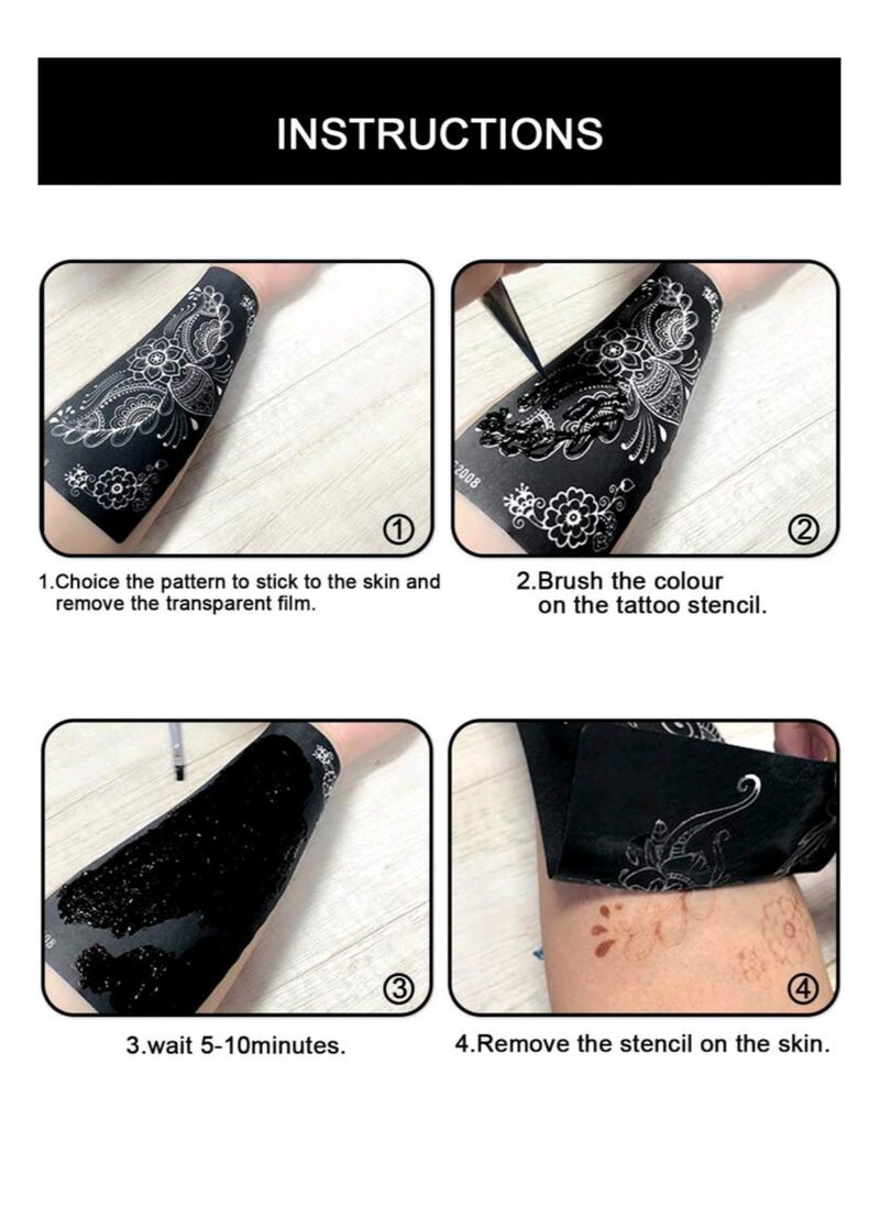 Generic - 2pcs/set Hand Flower Henna Hollow Out Template Stickers - Image 1