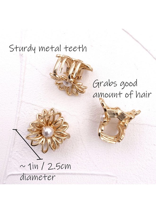 Lizzie Kay 5Pcs Daisy Flower Gold Tone Small Metal Hair Claw Clips For Women Girls  - Image 4