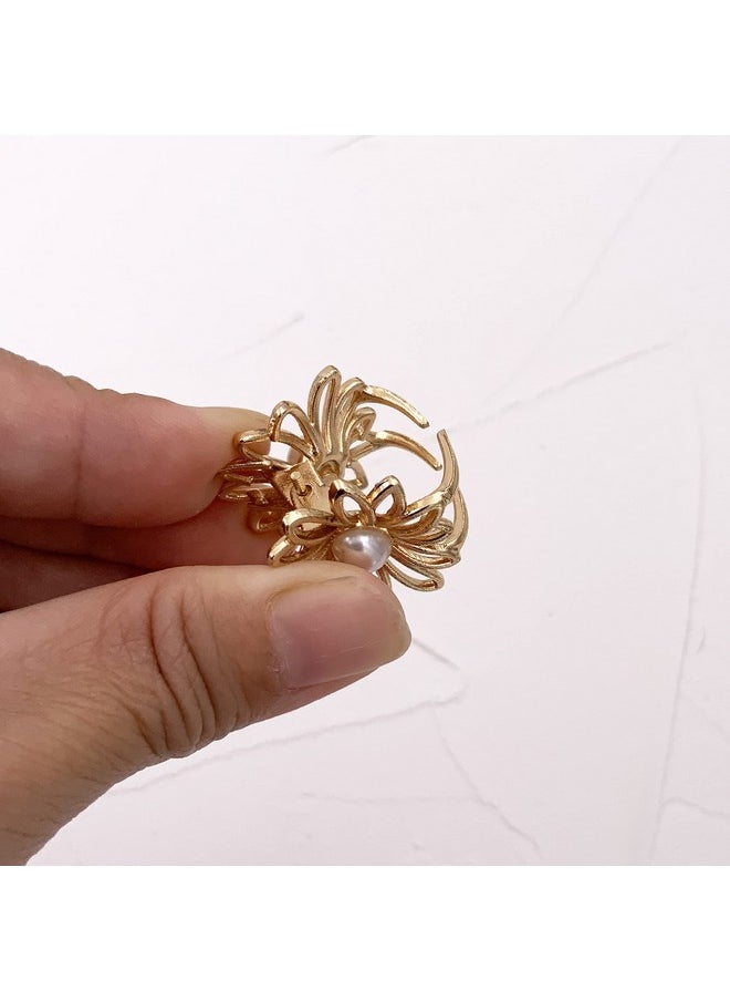 Lizzie Kay 5Pcs Daisy Flower Gold Tone Small Metal Hair Claw Clips For Women Girls  - Image 5