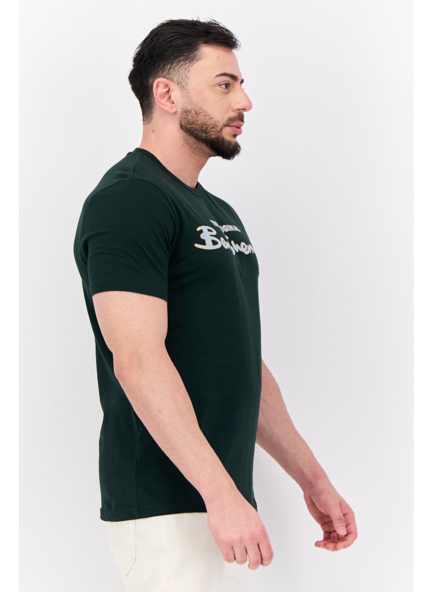 Ben Sherman - Men Crew Neck Short Sleeves Brand Logo T-Shirt, Green - Image 1