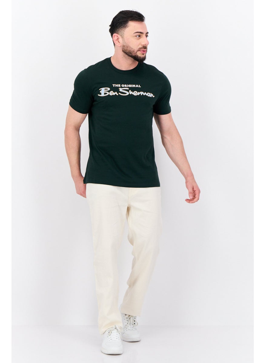 Ben Sherman - Men Crew Neck Short Sleeves Brand Logo T-Shirt, Green - Image 1